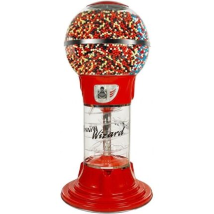 Máquina de chicles roja con rampa en espiral ideal para dulces mixtos